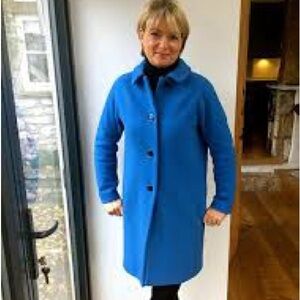 BODEN INGRID BLUE WOOL BLEND MID LENGTH COAT Sz 8